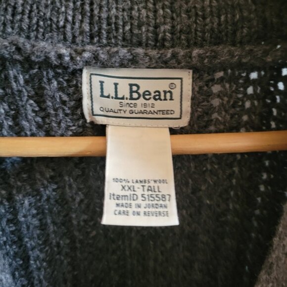 L.L. Bean 100% Lambs Woold Cardigan Button Gray Knit Sweater XXL Tall - Picture 2 of 7